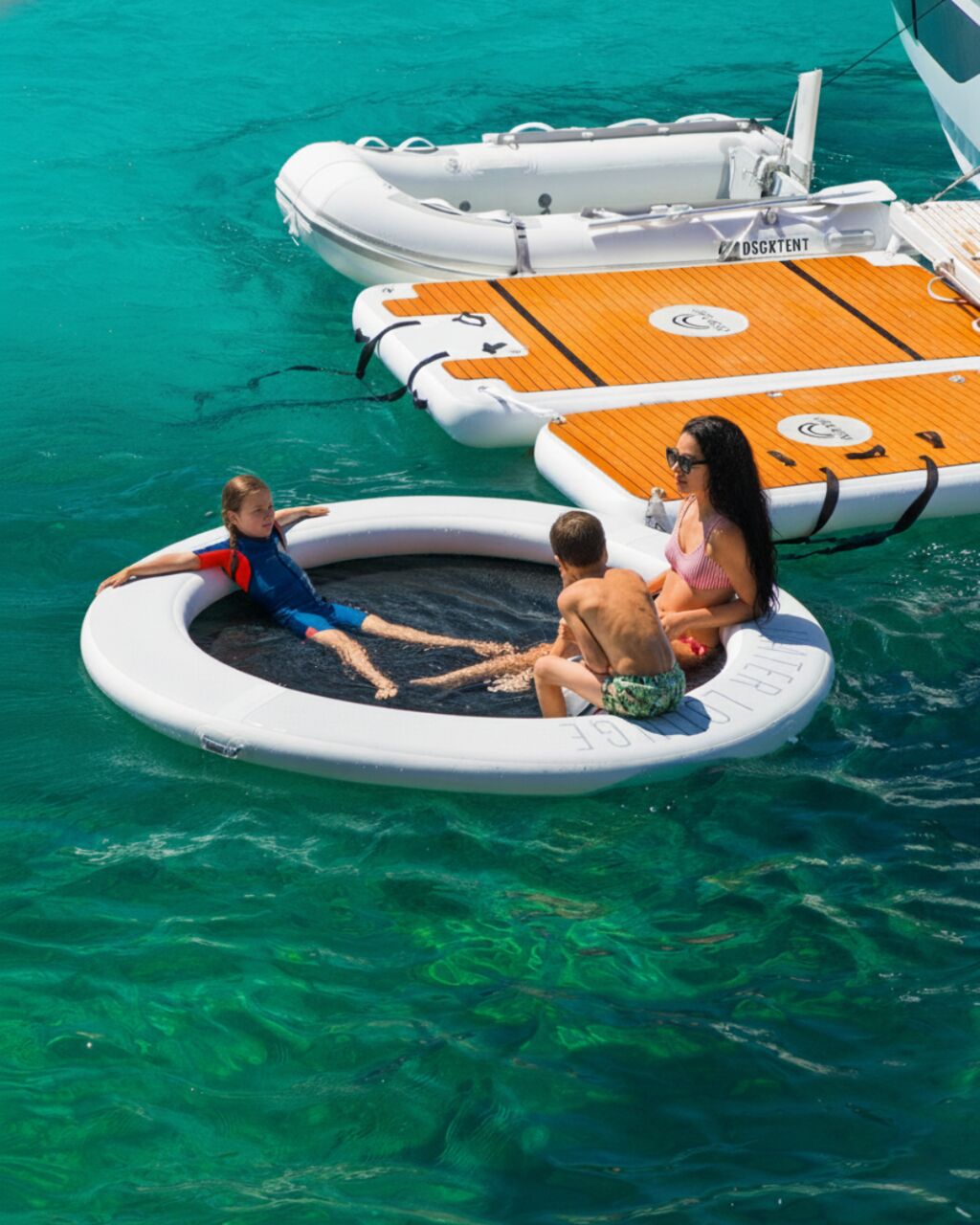 Water Lounge with platform and dinghy
